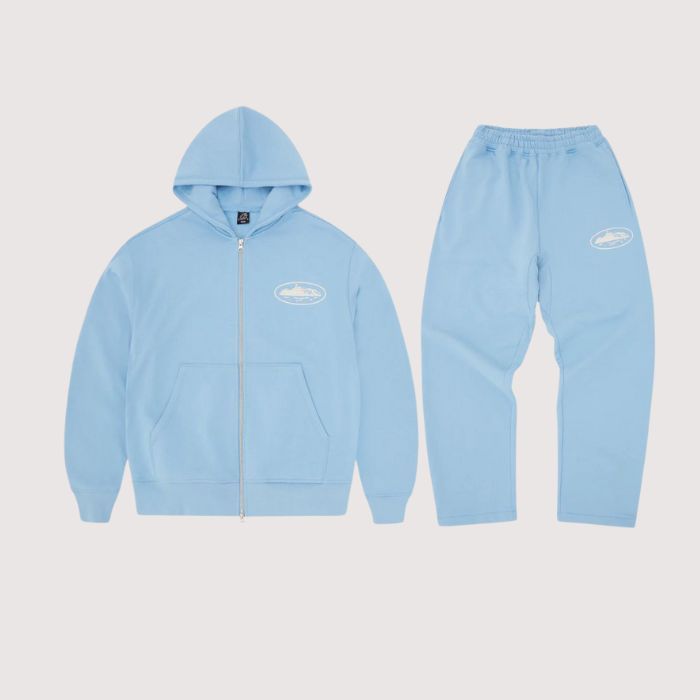Island Puff Print Zipper Tracksuit Baby Blue