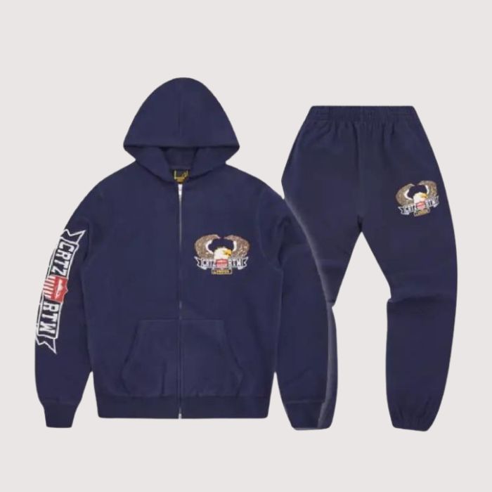 Corteiz Dipset Zip-Up Tracksuit Navy