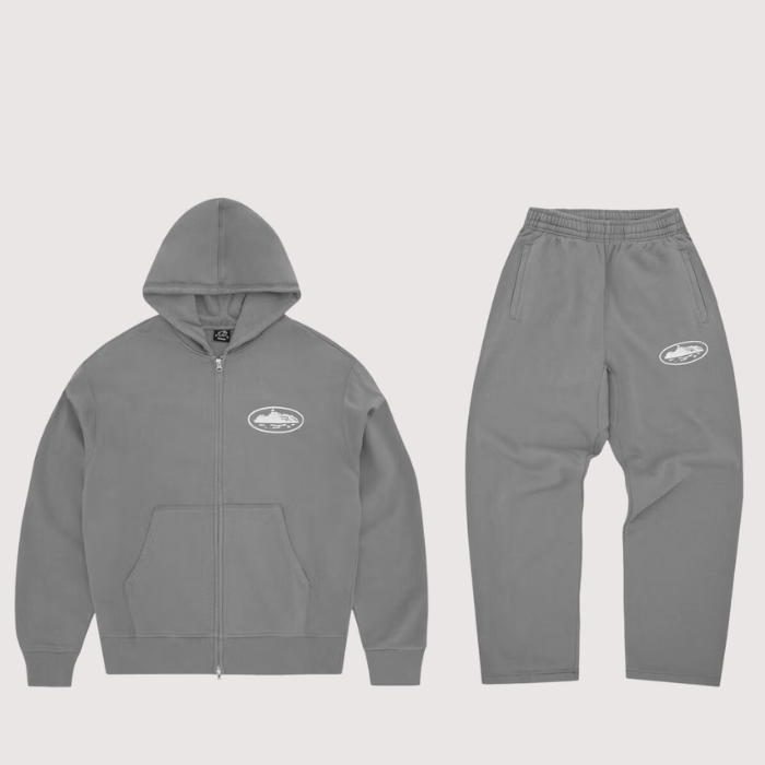 Corteiz Island Puff Print Tracksuit Gully Grey