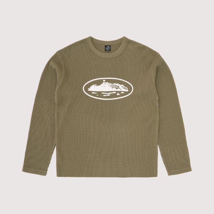 Corteiz Island Waffle Thermal Olive