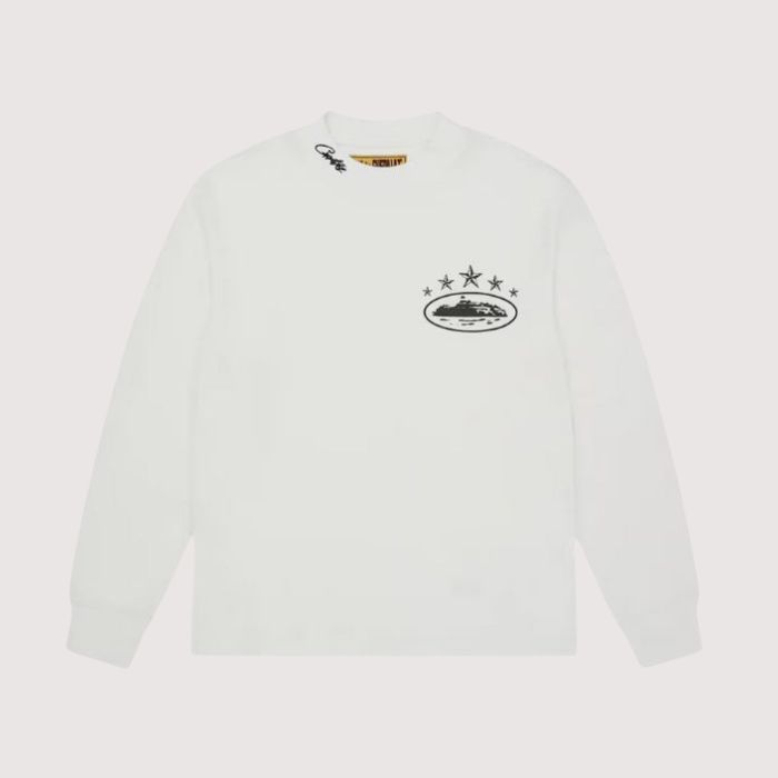 Corteiz 5 Starz Alcatraz Waffle Longsleeve White