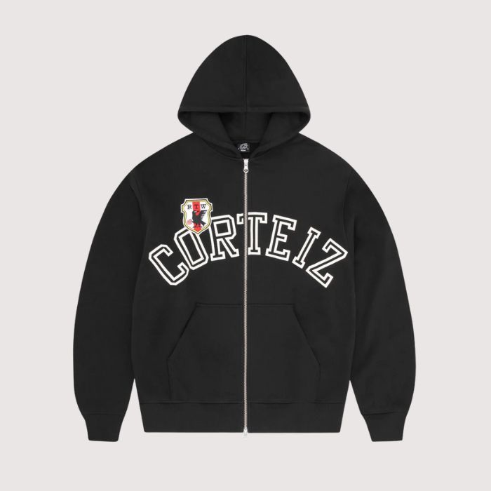 Corteiz Arch Shield Zip Hoodie Black