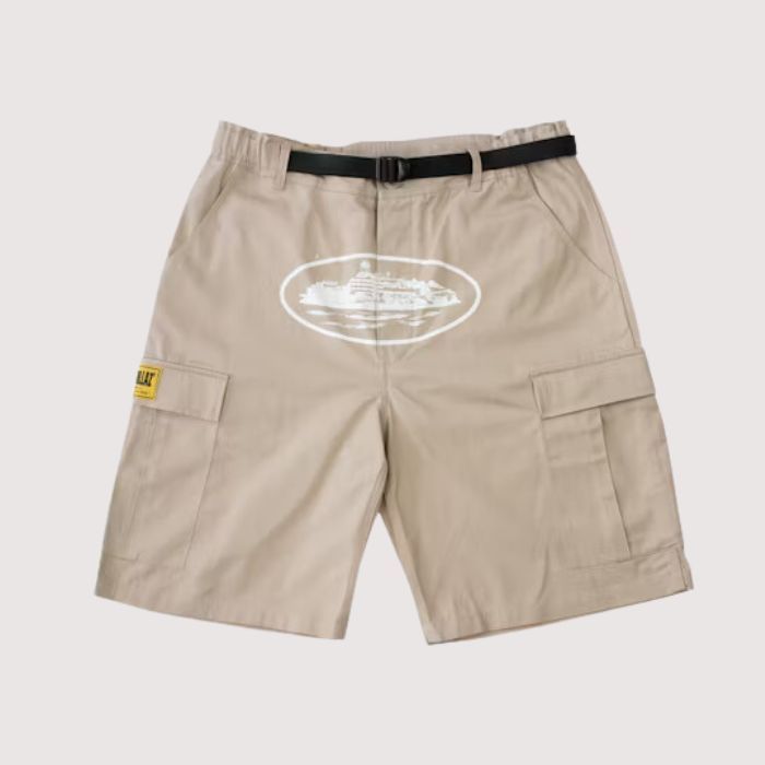 Corteiz Alcatraz Cargo Shorts Beige