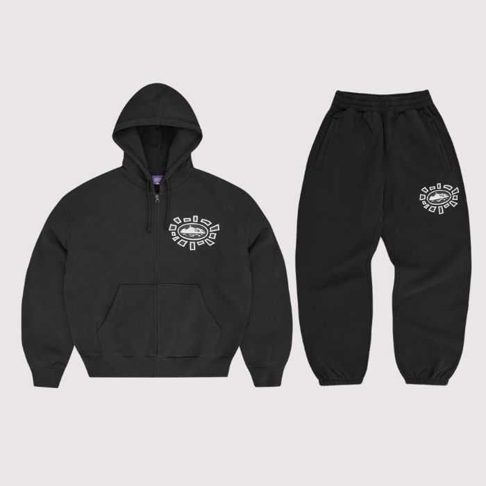 Corteiz Alweiz Zip Tracksuit Black