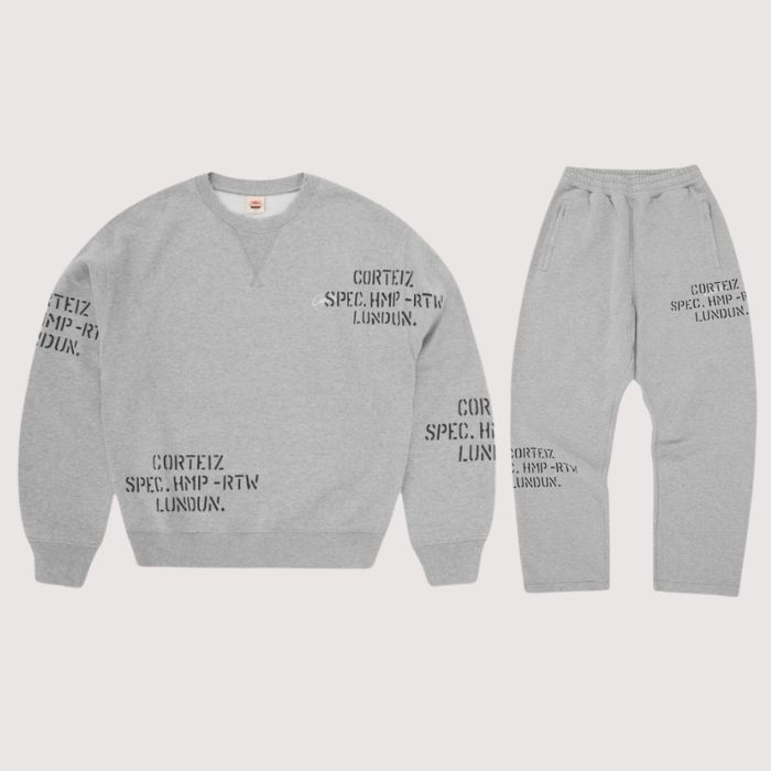Corteiz HMP Stencil Crewneck Light Heather Tracksuit